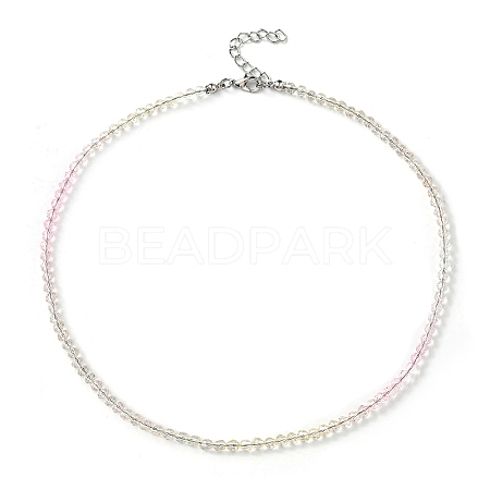 Bling Glass Round Beaded Necklace for Women NJEW-PH01490-01-1