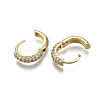 Brass Micro Pave Cubic Zirconia Huggie Hoop Earrings LS-EJEW-R144-004E-NF-4