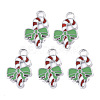 Alloy Candy Cane Enamel Pendants ENAM-R041-53-2