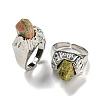 Hexagonal Prism Natural Unakite Open Cuff Rings RJEW-B106-01P-07-1