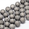 Round Electroplated Natural Druzy Geode Quartz Crystal Beads Strands G-A143B-20mm-04-1