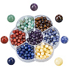 280Pcs 7 Styles Natural Amethyst & Lapis Lazuli & Blue Spot Jasper & Green Aventurine & Yellow Tiger Eye & Yellow Jade & Red Jasper Chakra Beads G-PA0001-93C-1