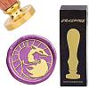 Brass Wax Seal Stamps with Wood Handle AJEW-WH0412-0167-1