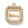 Rack Plating Brass Micro Pave Clear Cubic Zirconia Square Pendant Cabochon Settings For Fancy Stones KK-NH0001-17KCG-1