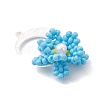 Glass Seed Beaded Moon & Flower Pendants PALLOY-MZ01185-02-3