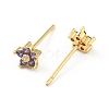 Cubic Zirconia Flower Stud Earrings EJEW-C035-15G-03-2