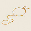 Natural Freshwater Pearl 304 Stainless Steel Rice Bead Hand Chain Ring Bracelets for Women PW2633-1