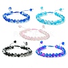 5Pcs 5 Color Glass Round Braided Bead Bracelets Set BJEW-JB09693-S-1