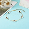 Shell Pearl & Acrylic Beads Flower Link Bracelets BJEW-TA00003-05-2