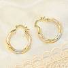 Brass Two Tone Twist Hoop Earrings EJEW-B117-06A-M-3