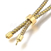 Braided Cotton Cord Slider Bracelet Making MAK-R001-01G-19-3