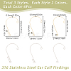 36Pcs 6 Styles 316 Stainless Steel Ear Cuff Findings STAS-SC0008-40-2