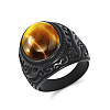 304 Stainless Steel with Natural Tiger Eye Finger Rings for Men FS-WG44E14-28-1