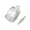 Brass Micro Pave Clear Cubic Zirconia Box Clasps KK-P291-40P-2
