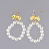 ABS Plastic Imitation Pearl Dangle Earrings EJEW-JE03632-02-2