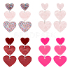 4 Pairs 4 Style Acrylic Heart Dangle Stud Earrings with 304 Stainless Steel Pins for Women EJEW-AN0004-82-1