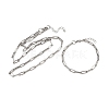 304 Stainless Steel Link Paperclip Chain Bracelet & Necklace Jewelry Sets SJEW-L199-05P-4