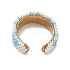 Glass Beads with 304 Stainless Steel Cuff Rings RJEW-MZ00031-02-4