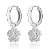 925 Sterling Silver Flower Earrings with Cubic Zirconia ZT2390-2-1