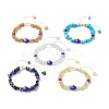 Natural & Synthetic Mixed Gemstone Chips Braided Bead Bracelet BJEW-JB09330-1