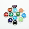 Silver Color Plated Brass Glass Pendants X-GLAA-J018D-S-1