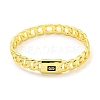 Lock Brass Enamel Twisted Chain Hinged Bangles for Women Men BJEW-Z062-06G-2