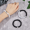 FIBLOOM 3Pcs 3 Styles Natural Howlite & Frosted Black Stone Beaded Stretch Bracelets Set BJEW-FI0001-21-3