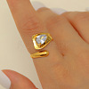 304 Stainless Steel with Cubic Zirconia Cuff Rings for Women FS-WG503C7-15-1
