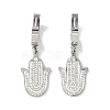 Hamsa Hand 304 Stainless Steel Polymer Clay Rhinestone Dangle Earrings EJEW-L283-003P-1