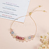 Adjustable Natural Rose Quartz & Aquamarine & Moonstone & Rhodonite Round Beaded Slider Bracelets for Healthy Pregnancy Gift FS-WG14B1D-01-2