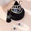 Hollow Out Evil Eye Alloy Resin Cuff Bangles & Cuff Rings & Stud Earrings Sets FS-WG3F92B-02-3