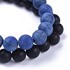 Natural Black Agate(Dyed) Bead and Natural Lapis Lazuli(Dyed & Heated) Bead Stretch Bracelet Sets BJEW-JB04298-03-3