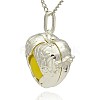 Silver Color Plated Brass Hollow Heart Cage Pendants KK-J241-08S-2