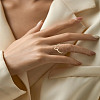 1Pc Brass Micro Pave Clear Cubic Zirconia Open Cuff Rings for Women RJEW-LP0002-37C-1