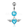 Piercing Jewelry Stainless Steel Micro Pave Cubic Zirconia Split Navel Ring Belly Rings WG4019F-02-1