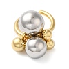 Brass Round Ball Open Cuff Rings for Women RJEW-B062-05GP-2