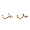 Brass Pave Clear Cubic Zirconia Stud Earring Findings KK-N233-389-3