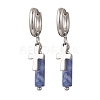 304 Stainless Steel Blue Spot Jasper Column Hoop Earrings EJEW-JE06791-03-1