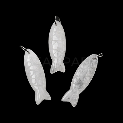 Natural Quartz Crystal Carved Pendants G-G314-01P-09-1