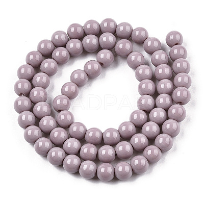 Opaque Solid Color Glass Beads Strands GLAA-T032-P10mm-07-1