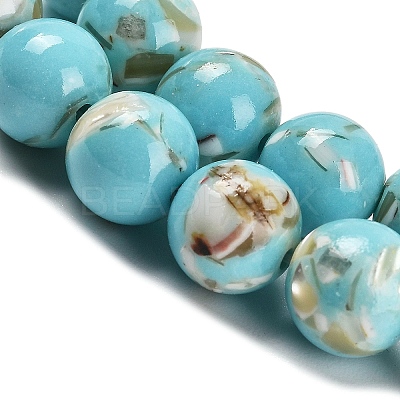 Assembled Synthetic Stone and Trochus Shell Beads Strands X-G-B128-08C-06-1