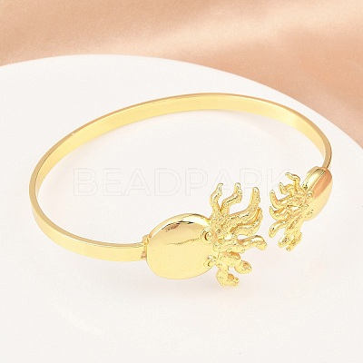Marine Organism Brass Cuff Bangles for Women BJEW-D368-03I-G-1
