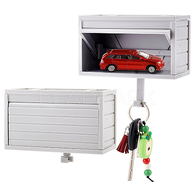 ABS Plastic Car Garage Key Holder with Opening Door AJEW-WH0794-20A-1