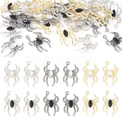 24Pcs 6 Color Glass Spider Pendant FIND-TA0003-07-1