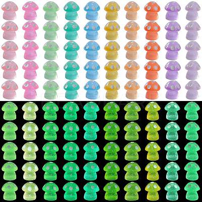 100Pcs 10 Colors Mushroom Luminous Resin Display Decorations RESI-SZ0003-46-1