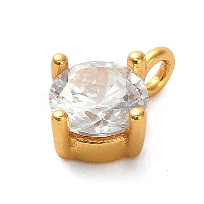 925 Sterling Silver Clear Cubic Zirconia Flat Round Charms STER-U009-07G-02-1