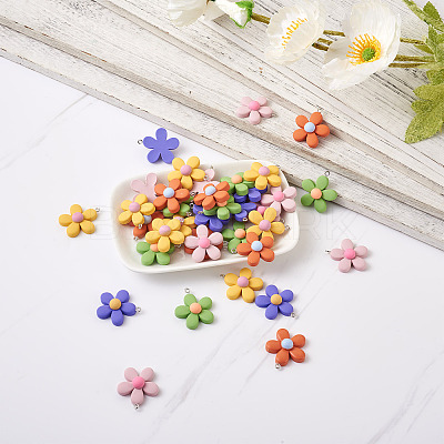 40Pcs 5 Colors Resin Pendants RESI-TA0001-40-1