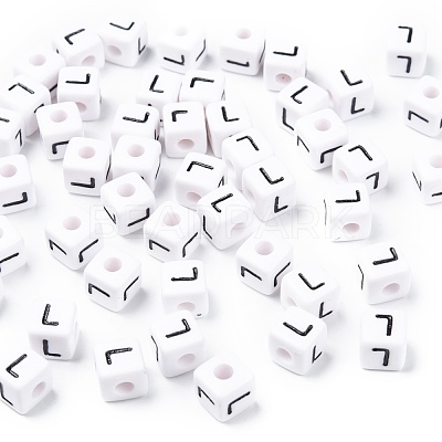 Letter Acrylic European Large Hole Beads OPDL-R050-10mm-L-1