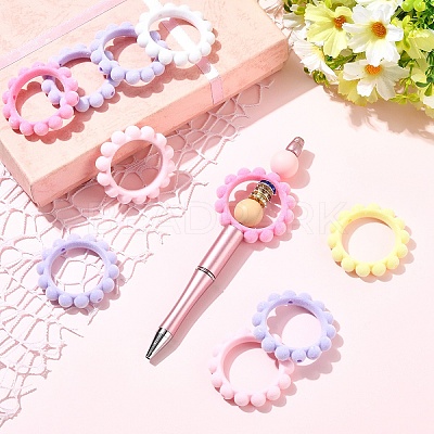 10Pcs Flocky Acrylic Beads OACR-YW0004-08-1