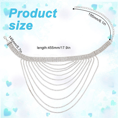 1Pc Brass Rhinestone Cup Chains Multi Layered Necklace NJEW-FG0001-12-1